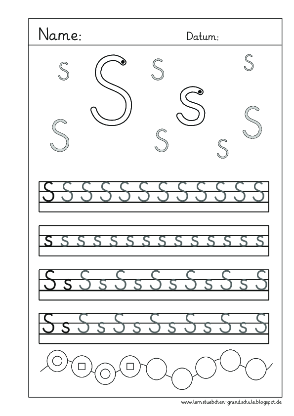 Schreibblätter zum S - s mit Muster zeichnen